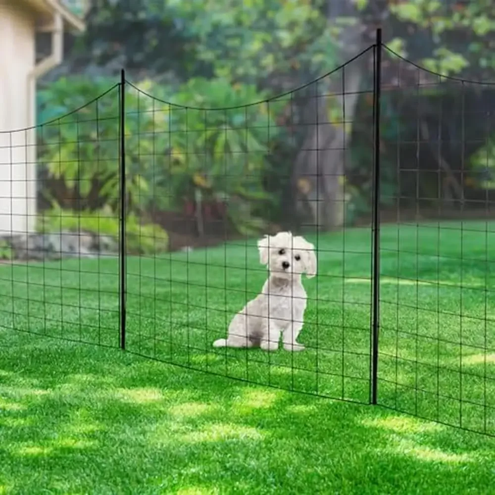 39-Inch-Tall 5-Piece Wire Garden Fence Panels with Locking Gate and Easy Installation Plants Protection or Dog Playpen by