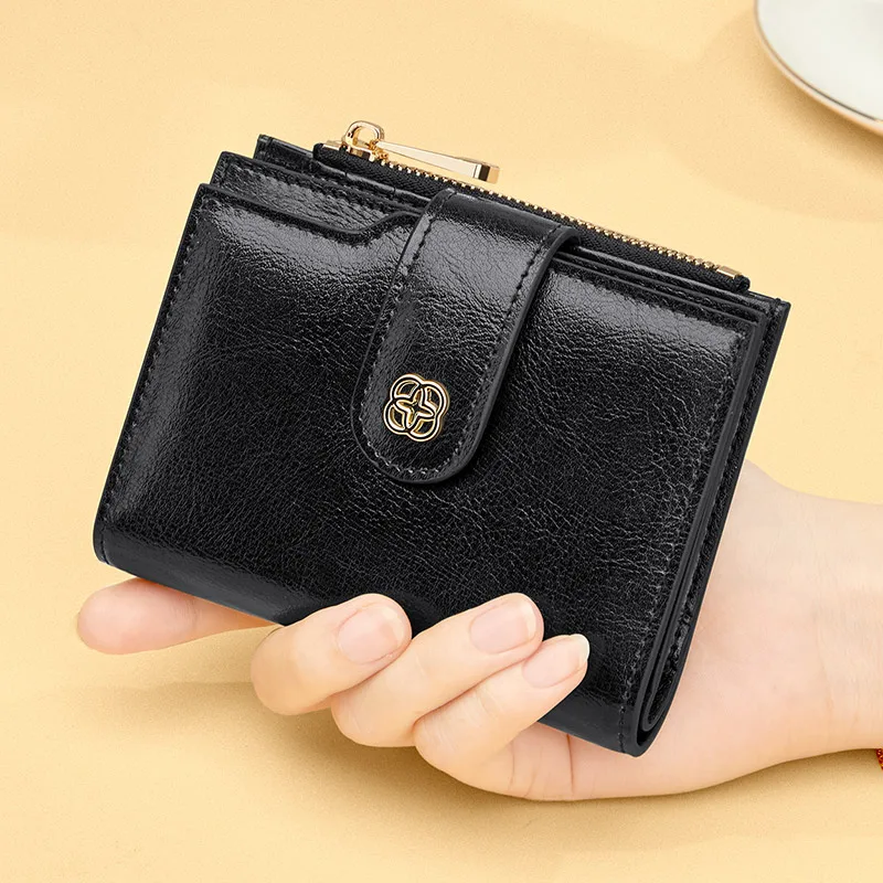 Women's purse short leather coin purse Women's student clutch Women's mini money clip Women's birthday gift to girlfriend wife