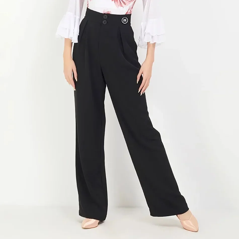 High Waist Button Design Trousers Female Latin Dance Dress Women Performance Belly Modern Dancing Dresses B20017