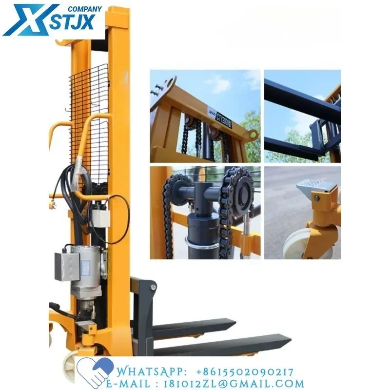 Semi-electric forklift stacker lift hydraulic lift 2 tons manual loading and unloading small handling stacker