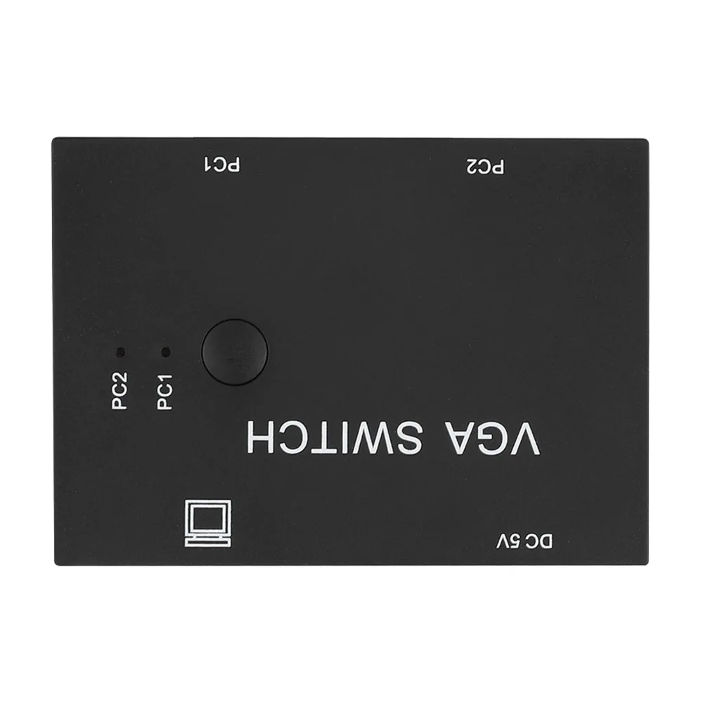 2 Port VGA Splitter 2 In 1 Out Plug and Play Video Selector Switcher Long Distance Press Button VGA Switch Box Host Switch