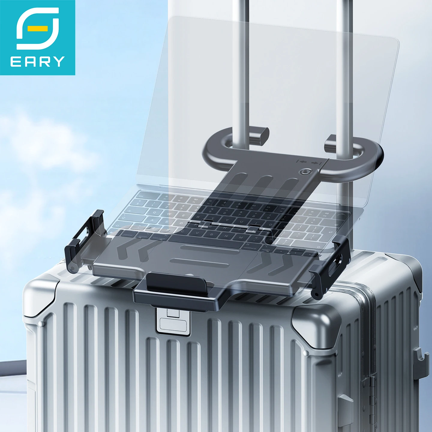 Eary Luggage Laptop Stand Adjustable Suitcase Handle Mount Portable Notebook Holder Foldable Travel Airport Bracket for MacBook