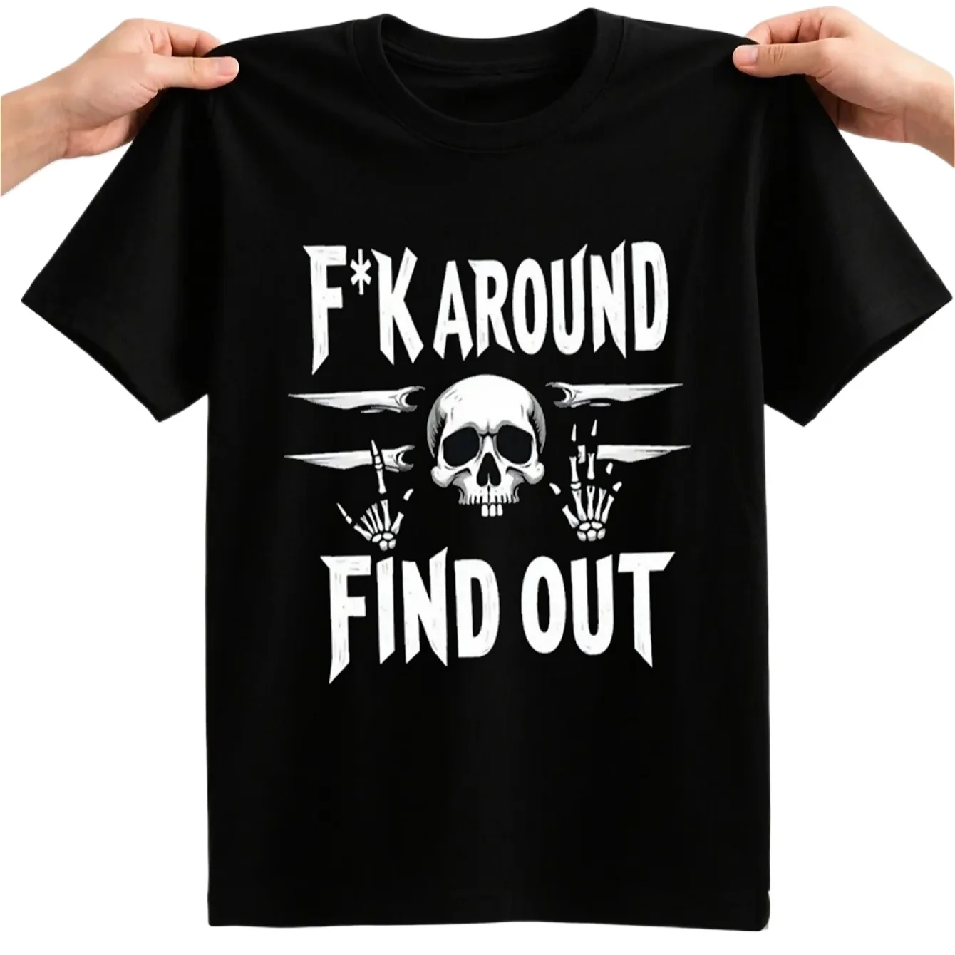 FK Around Find Out Skull Graphic Rebellion T-Shirt 100% Cotton O-Neck Short Sleeve Summer Casual Mens T-shirt Streetwear