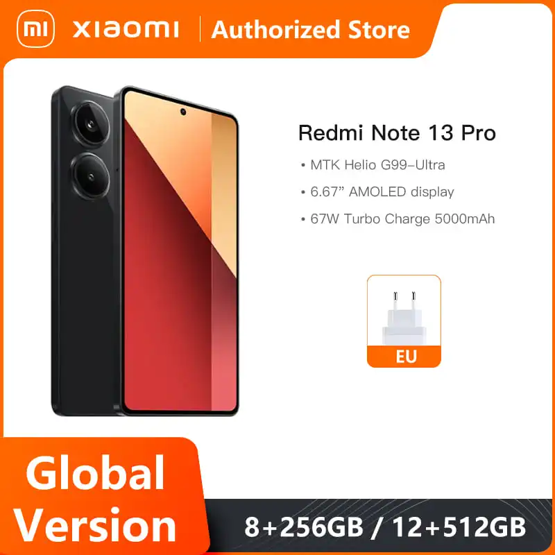 Xiaomi-Redmi Note 13 Proスマートフォン,グローバルバージョン,4g,mtk helio G99-Ultra, 6.67 \