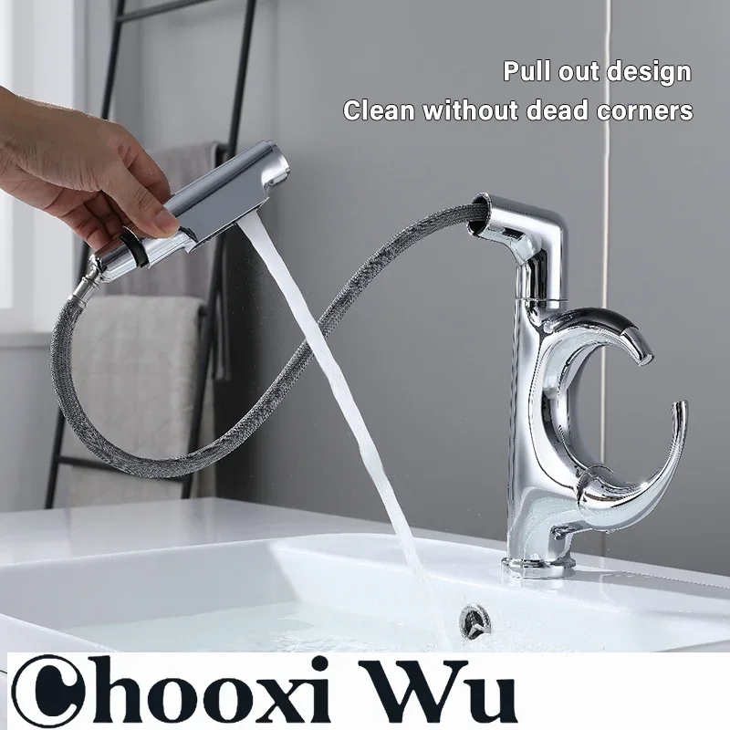 CHOOXIWU-حوض الحمام الإبداعي القابل للسحب ذراع آلي شاشة ديجيتال ذكية تمتد الساخنة والباردة ثقب واحد صنبور بار