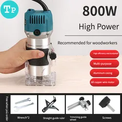 Tp 800W Wood Router Electric Trimmer Woodworking Milling Engraving Slotting Trimming Machine Laminate Trimmer Tupia Power Tools