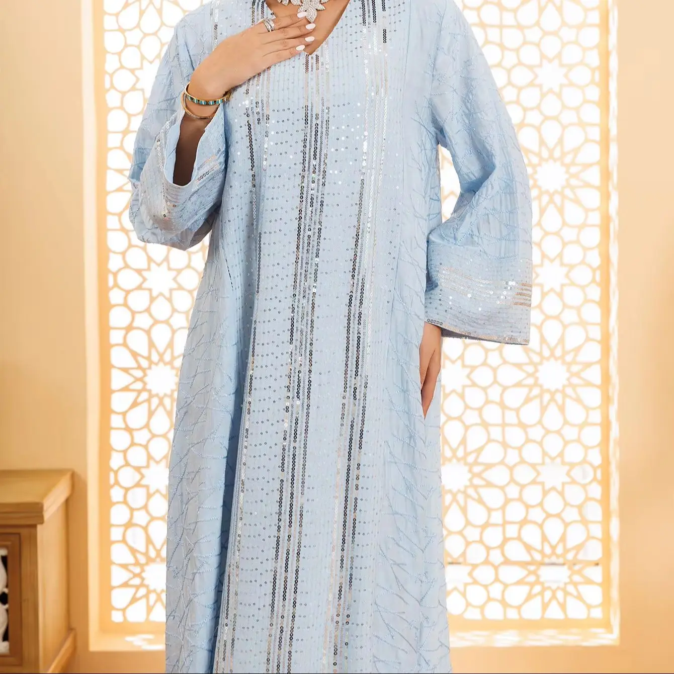 

Eid Abaya for Women Dubai Luxury Sequin Evening Party Dress Muslim Fashion Abayas Kaftan Marocain Robe Ramadan Gown Jalabiya