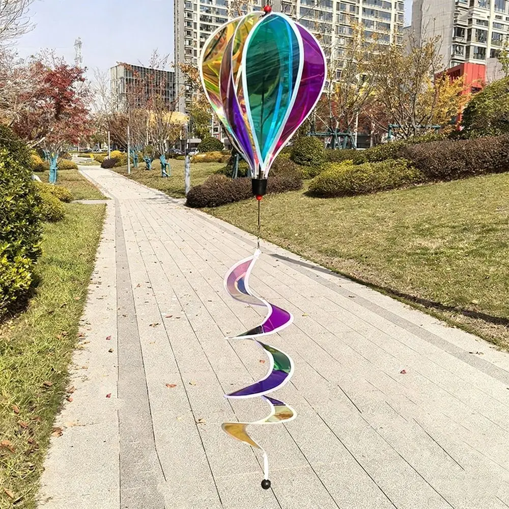 Giant Size Rainbow Hot Air Balloon Rotating Sequins Plastic Material Pinwheels 4X Balloon 43.3inch Height Windmill Toys