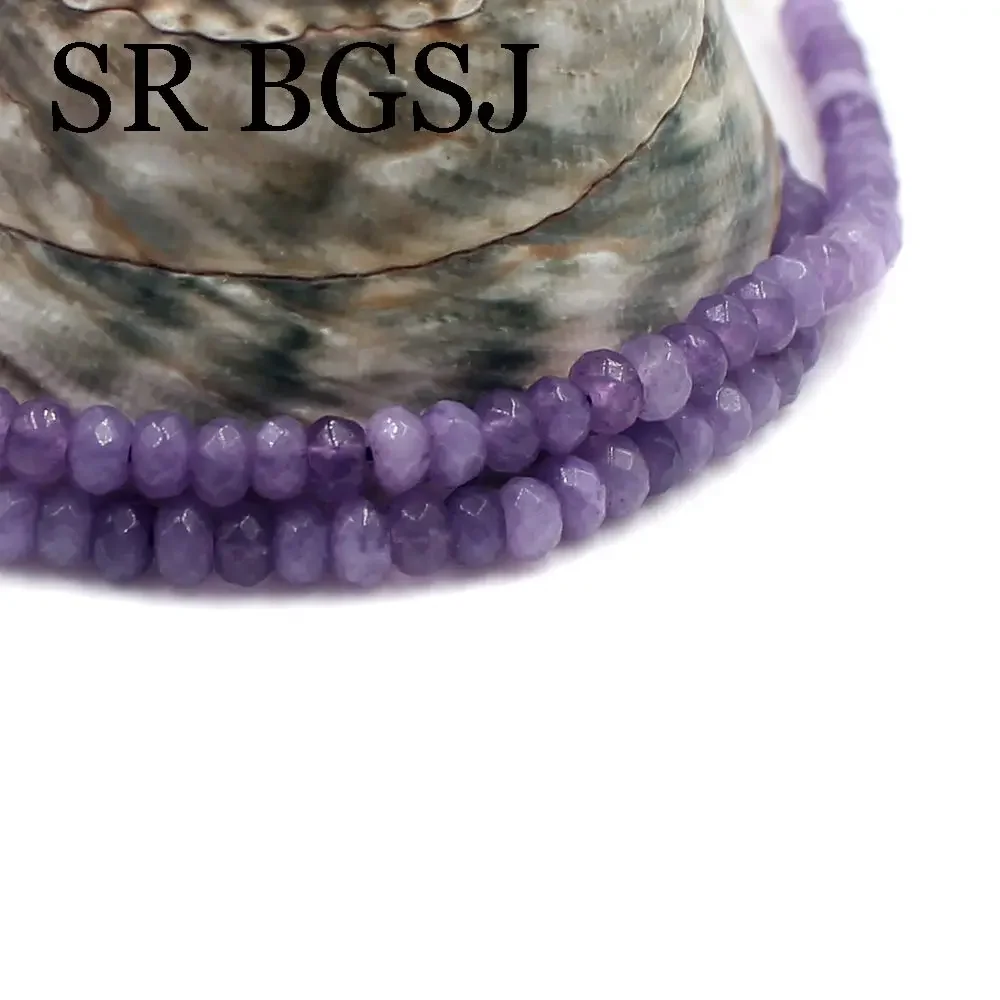 SR 2x4mm Faceted Natural Gemstone Stone Semi Lepidolite Small Mini Rondelle Seed Beads Strand 15\