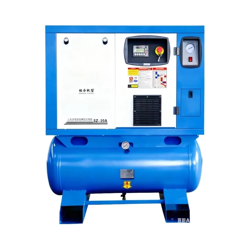 Variable Frequency Lubricated Screw Air Compressor Tank 4-in-1 Integrated Dryer Engine AC Power 220V Air Cooled