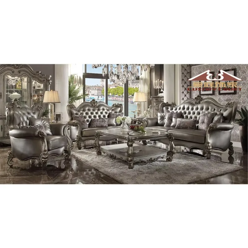 2024 Design Luxury Royal Classic Silver Gray Beige Wood King Queen Size Family Hotel Bedroom Set