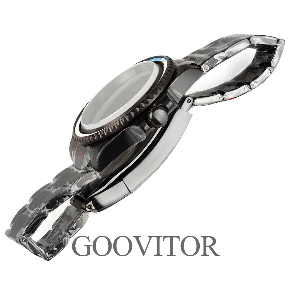 10ATM Dive 40mm NH35 Case Black PVD Fit NH35 NH36 NH34 GMT SUB Watch Case Steel Oyster Bracelet Sliding Buckle Saphhire Glass