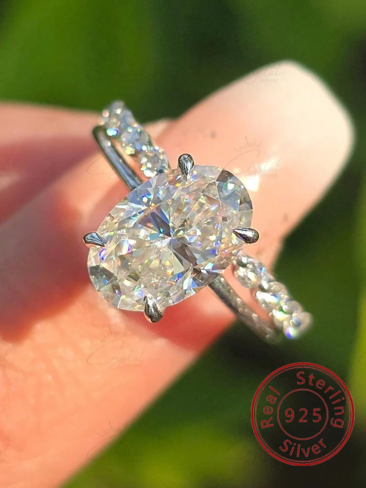 

Стерлингового Серебра 925, модное простое овальное штабелируемое кольцо с цирконом для женщин, юбилей, свадьба, роскошные ювелирные изделия высокого качества