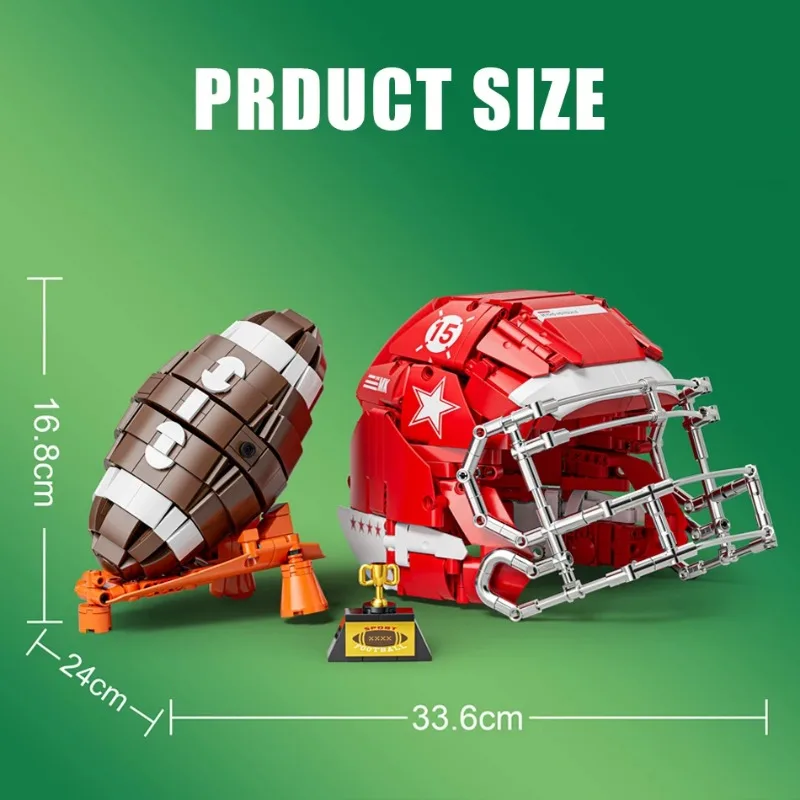 MOC Sports Game Football Rugby Helmet Baseball Bat Glove Building Blocks Bricks MLB NFL Super Bowl Educational Toy Children Gift