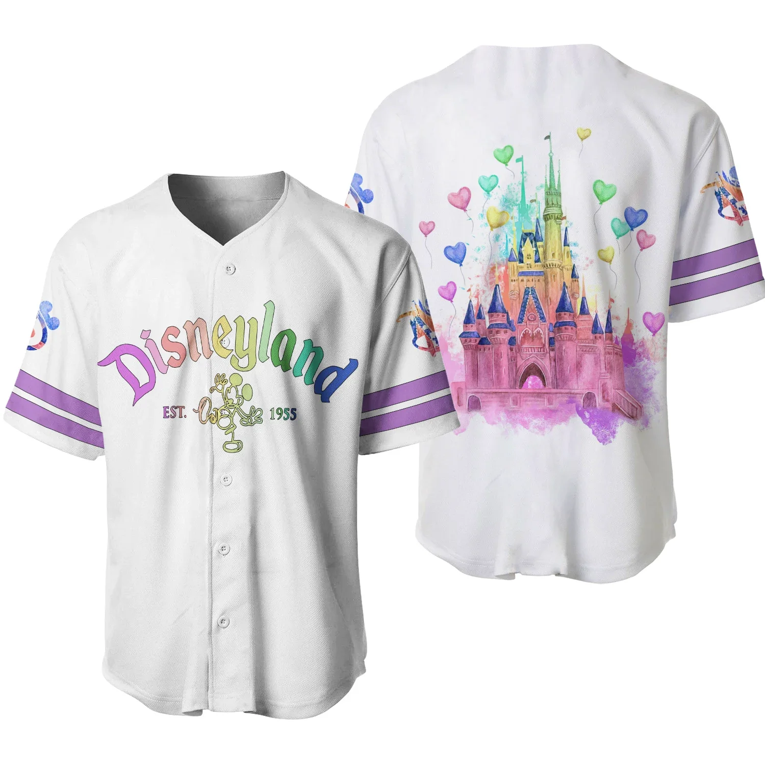 New Mickey Mouse Red Disney 50th Anniversary Baseball shirt Disneyland Magic Kingdom Rainbow Black Disney Baseball  Shirt