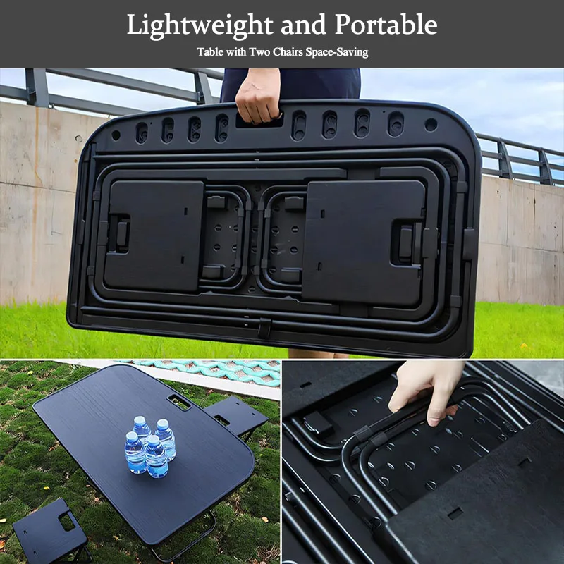 

Foldable Car Trunk Table Board with 2 Chairs for Tesla Model 3 Highland / 2024 Model Y, Portable Camping Picnic Vehicle Desk