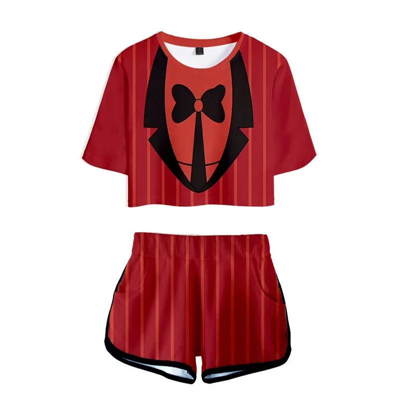 Ainiel Hazbin Cosplay Costume Clothing Tees Hotel Shirt Tshirt Shorts Charlie T Shirt Dust Sport Suit Shorts Vaddie Running Set image 3
