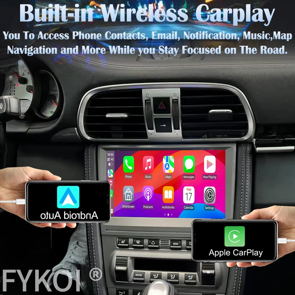 Android 15 For Porsche Cayman 911 987 Boxster 997 Car Radio Multimedia Player Carplay 4G DSP GPS Navigation Stereo Touch Screen