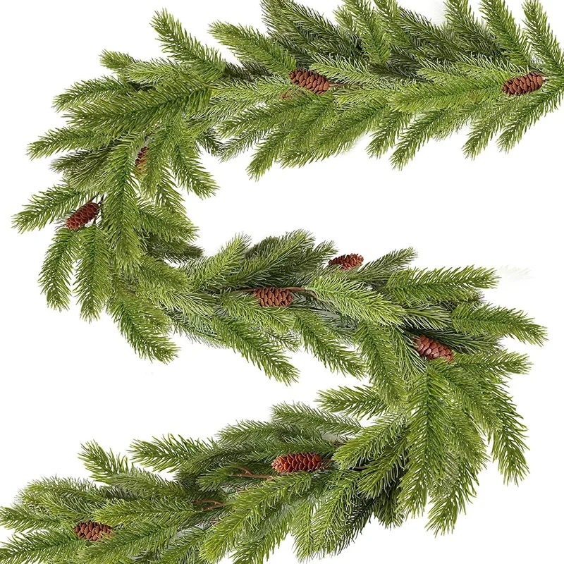 6.2FTA أكاليل صنوبر نورفولك الاصطناعية لمسة حقيقية لعيد الميلاد السرو الأخضر الكرمة لطاولة عباءة عيد الميلاد ديكور المنزل