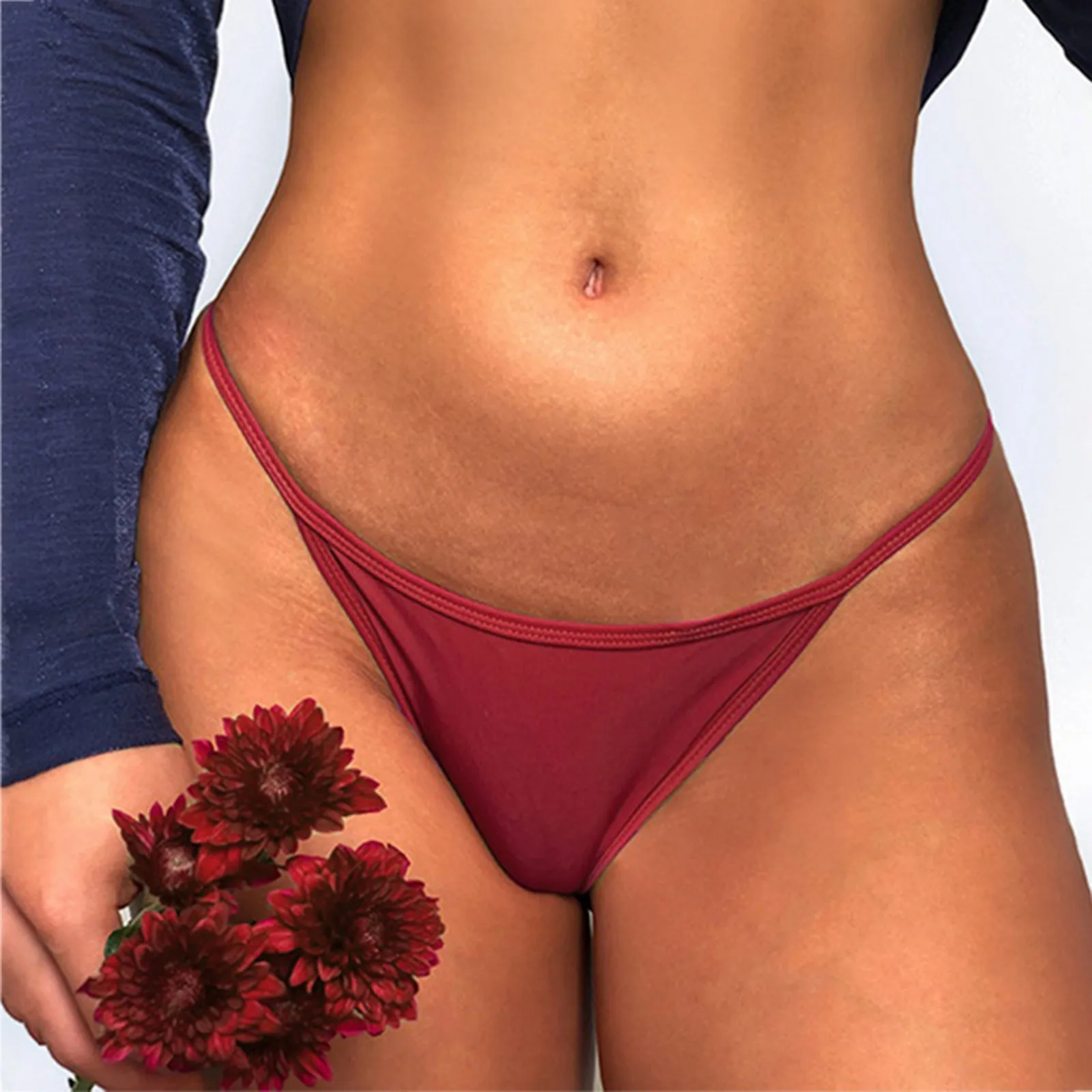 Tanga de cintura baja con bordado Floral para mujer, ropa interior Sexy sin costuras, bragas finas, bragas eróticas bordadas