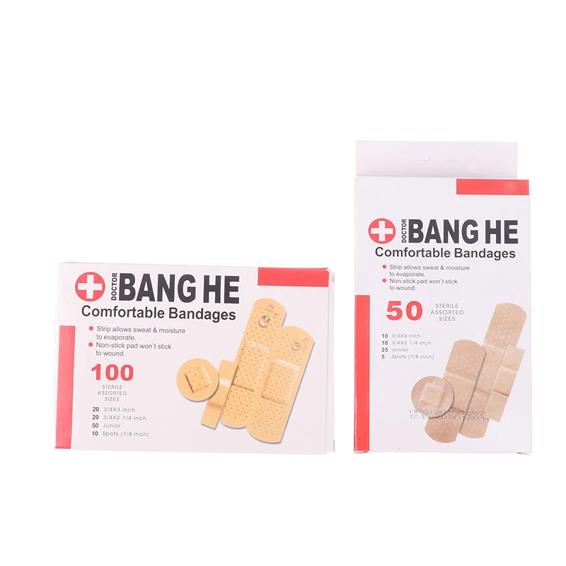 50/100 個防水バンドエイド包帯応急処置医療抗菌創傷絆創膏 4 サイズホーム旅行緊急キット