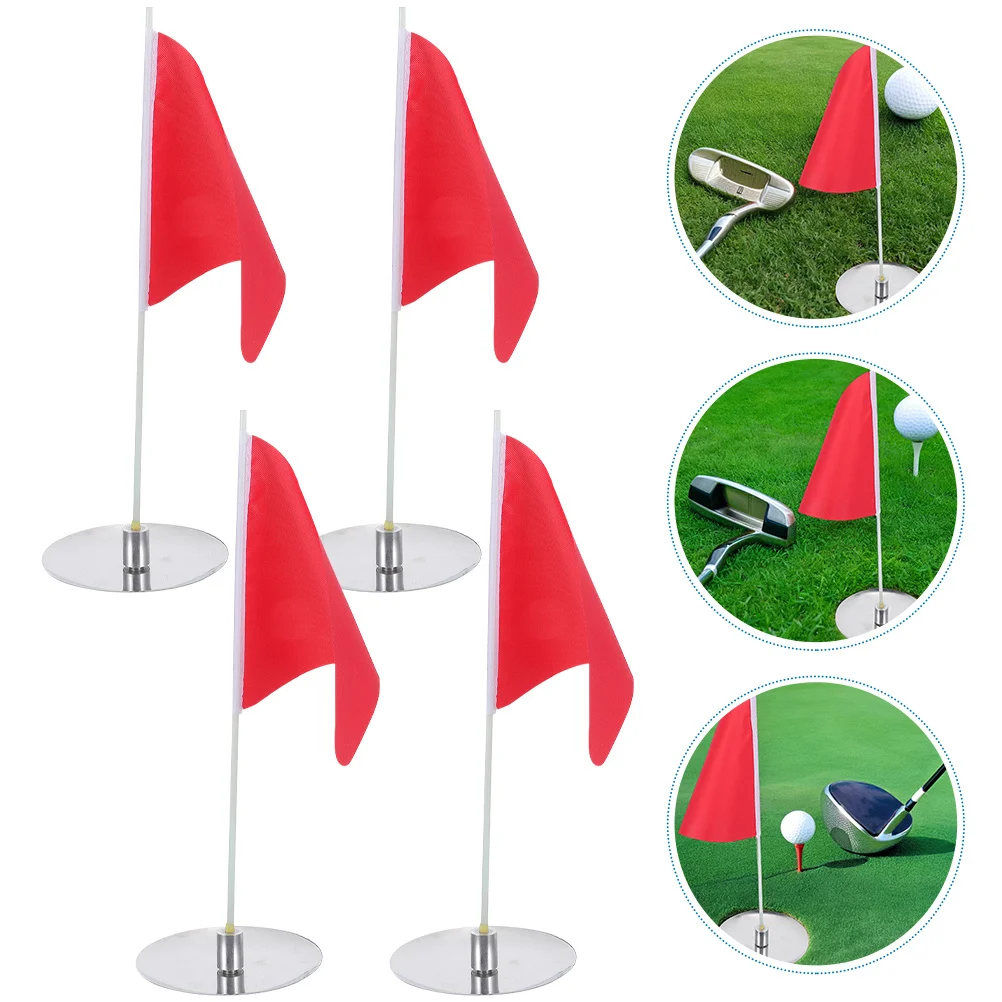 

4 Sets Golf Flagpole Accessories and Cup Hole Plate + Small Putting Target Oxford Cloth