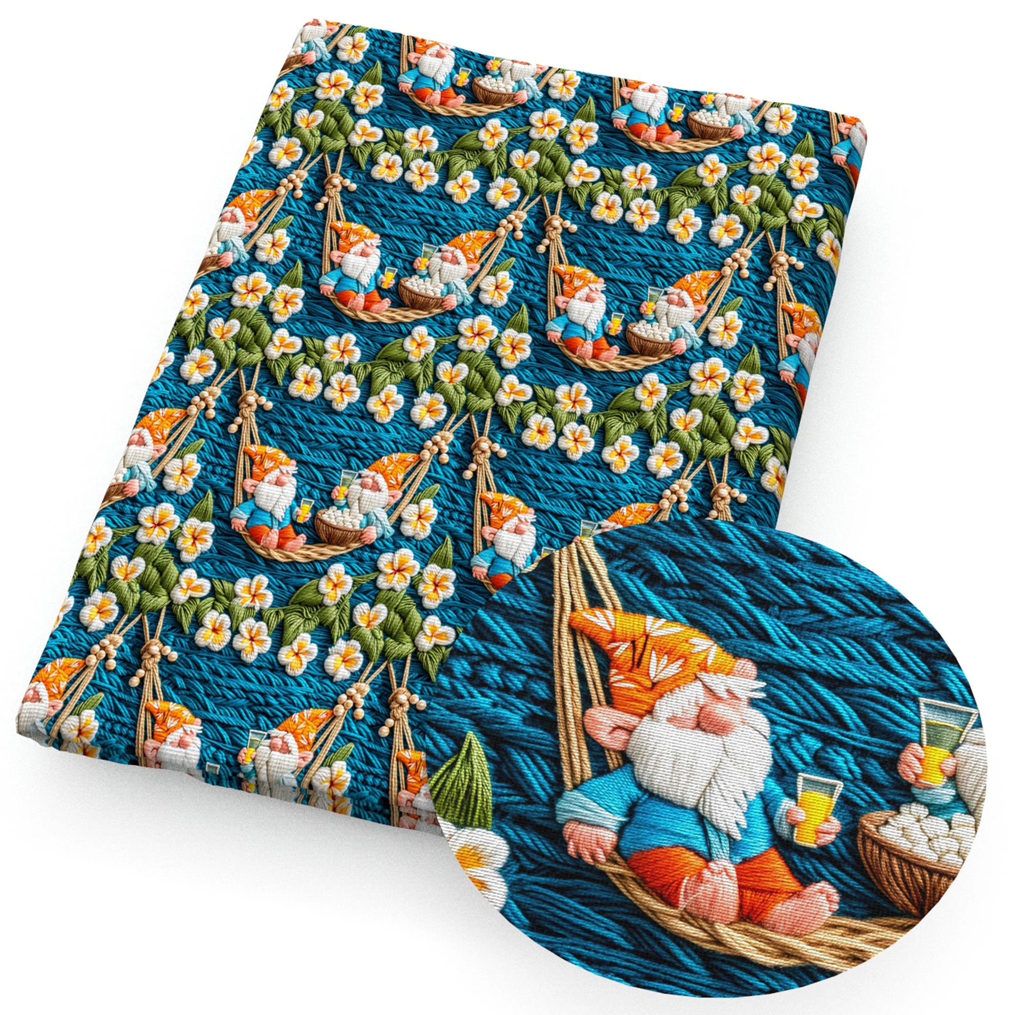 50*145cm Gnome 3D Imitation Printed Polyester/Pure Cotton/Satin Fabric Patchwork Sewing Quilt Fabric Needlework Cloth
