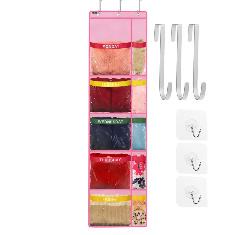 

Навесной органайзер для одежды на дверь, 5-ярусный, с этикетками дней недели, для хранения в шкафу, для детской комнаты