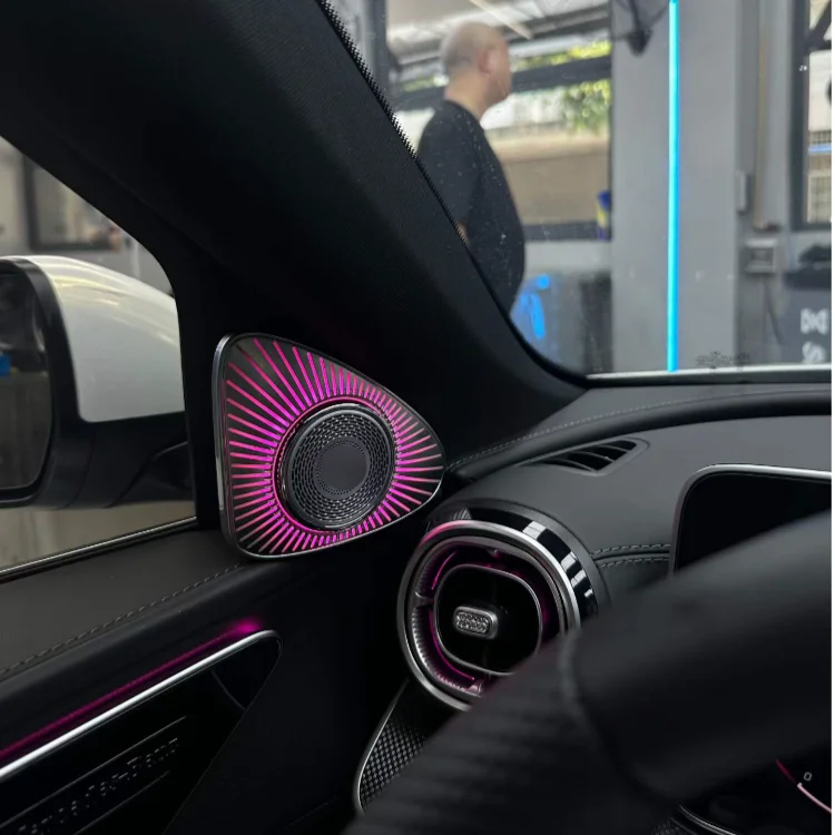 For 5D Rotating Tweeter For Benz C-class W206 RGB LED Luminous Car Speaker Horn Refit