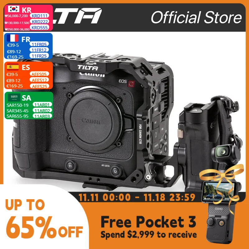 TILTA TA-T12 Camera Cage Kit compatible with Canon C70 DSLR Cameras 15mm LWS Baseplate Camera accessories