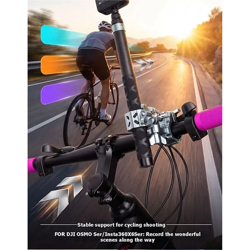24-Hour Delivery Dual Head Aluminum Bike Camera Cycling Mount 180° Adjustable Bicycle Handlebar Clamp For DJI OSMO Ser / Insta36