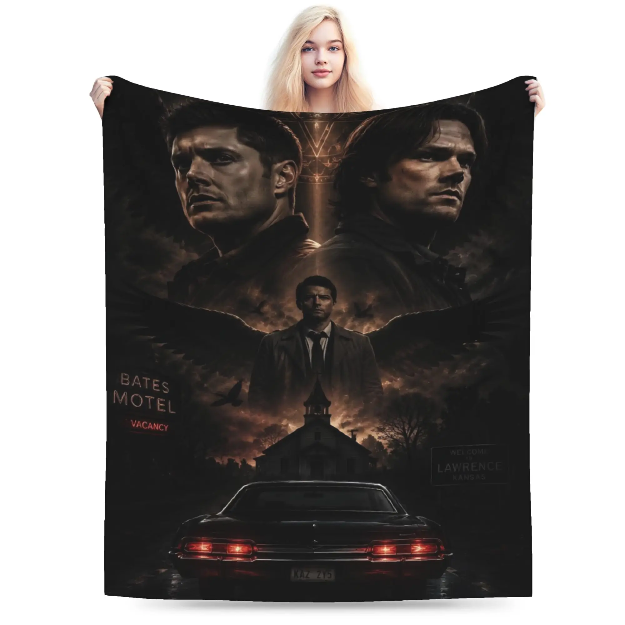Super Soft TV S-Supernatural Throw Blanket Premium Flannel Fleece Lightweight  Bed Blanket Cozy Fluffy Blankets All Season Use