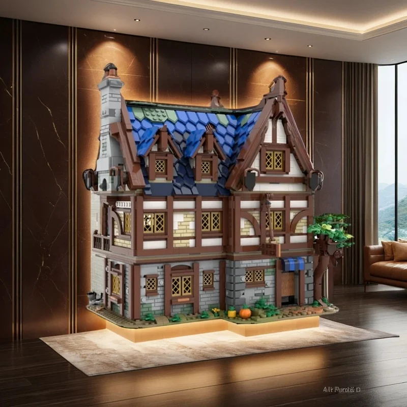 

2989pcs MOC Medieval Tavern Inn Ideas Creative Castle Fortress Model Building Blocks Construction Kit Collector Custom Toy Gift