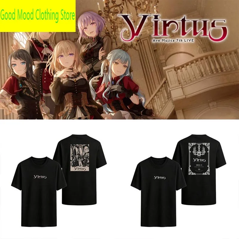 Anime BanG Dream! T‑Shirt Ave Mujica 7th LIVE Virtus Print Short Sleeve Tee Cartoon Retro Trend Women Men Summer Cotton T Shirt