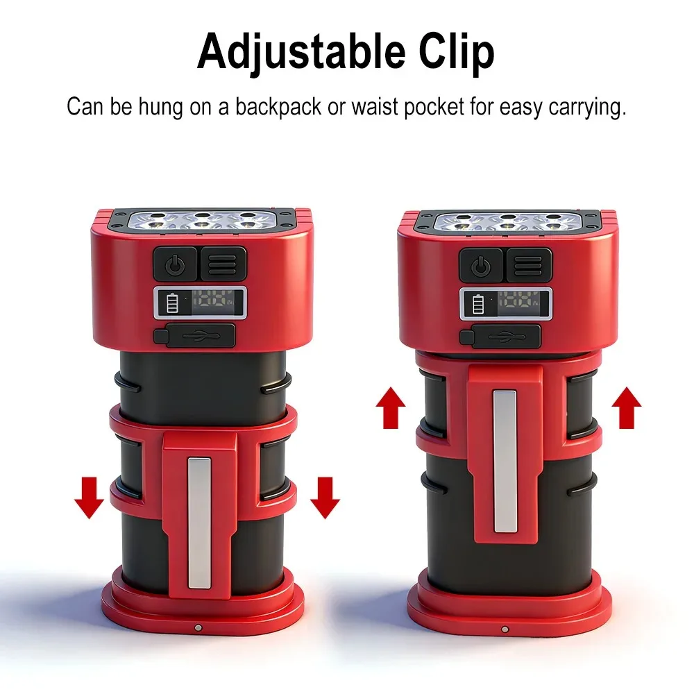 New Magnetic Auto‑Repair Flashlight Type‑C Rechargeable Digital‑Display Rotatable‑Head Torch for Vehicle Maintenance Lighting