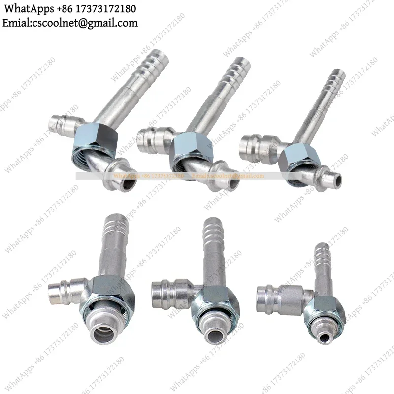 #6 #8 #10 Gas Jet Fitting Aluminum Straight 90 Degree Joint R134a Car AC Hose Filling Nozzle