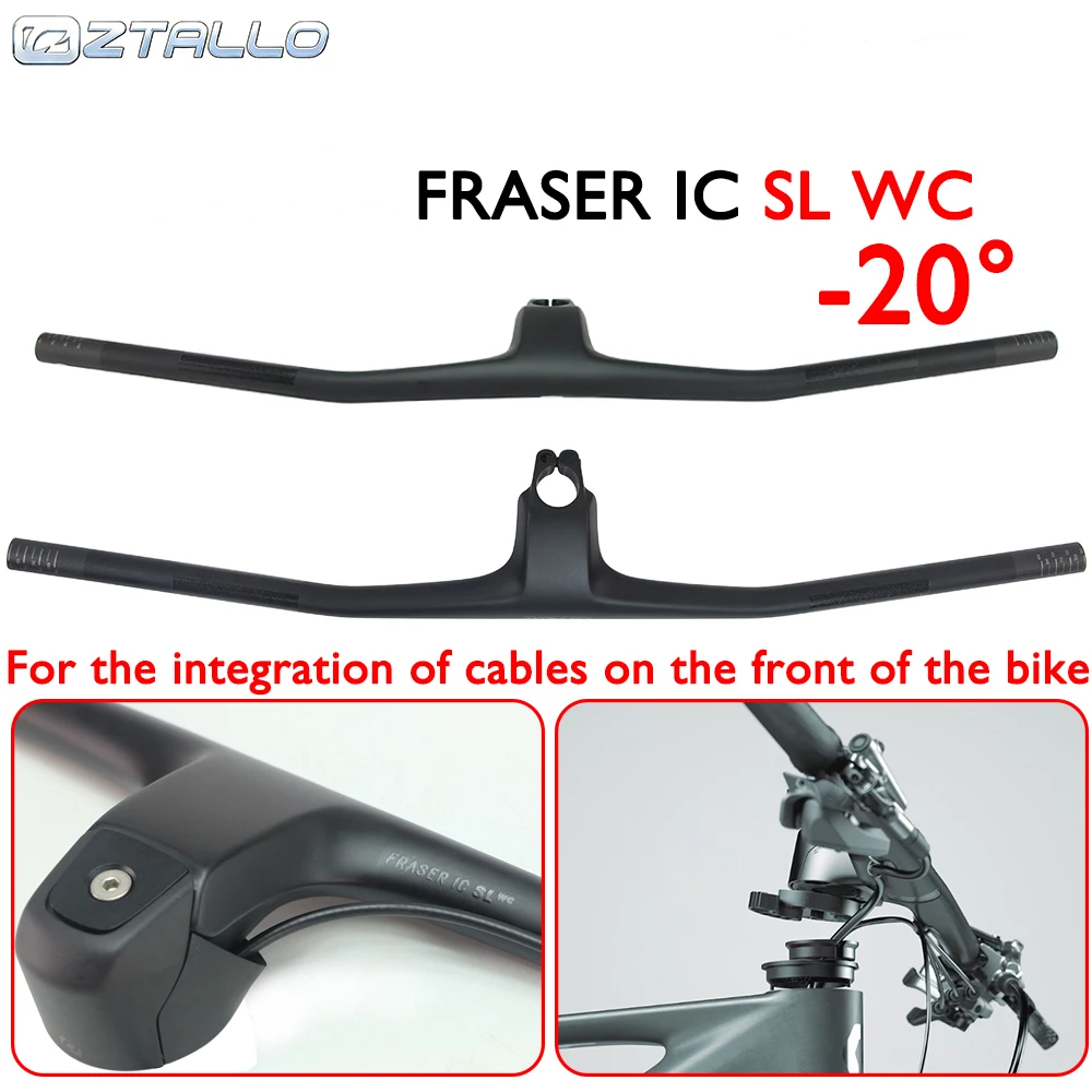 

FRASER IC SL WC Integrated Carbon MTB Handlebar Superlight 20° T-Bar 700/720/740/760mm 70/80/90/100mm 1 1/8 Steerer Bike Parts