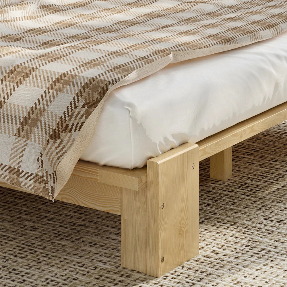 PINGGO Samtbezogenes Einzelbett für Kinder, weiche Rückenlehne, stabile Lattenbasis, breite Beine, Kiefer, Schwamm, Sperrholz, 140 x 200 cm, ohne Matratze – Detail 18
