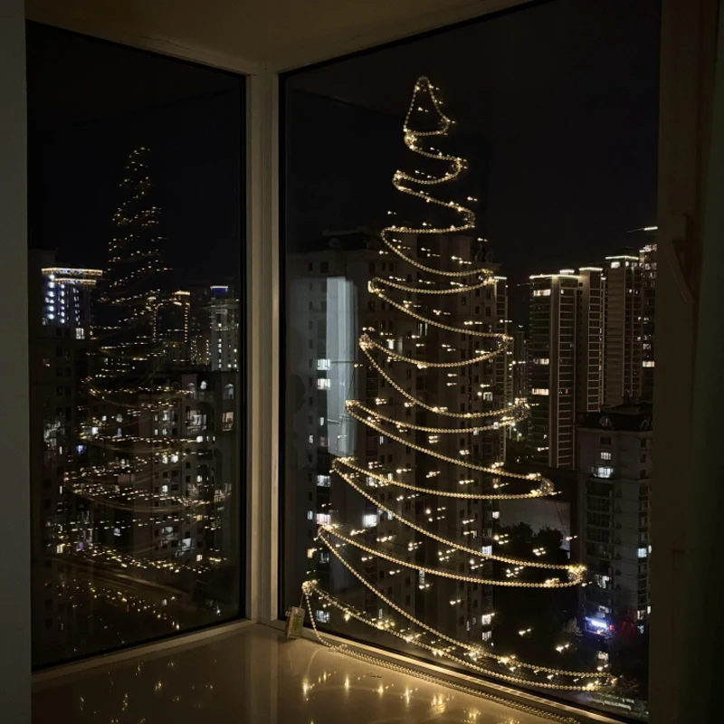 Space Saving Christmas Tree Led Wall Light Window Decoration Light DIY Light-up decorative lights