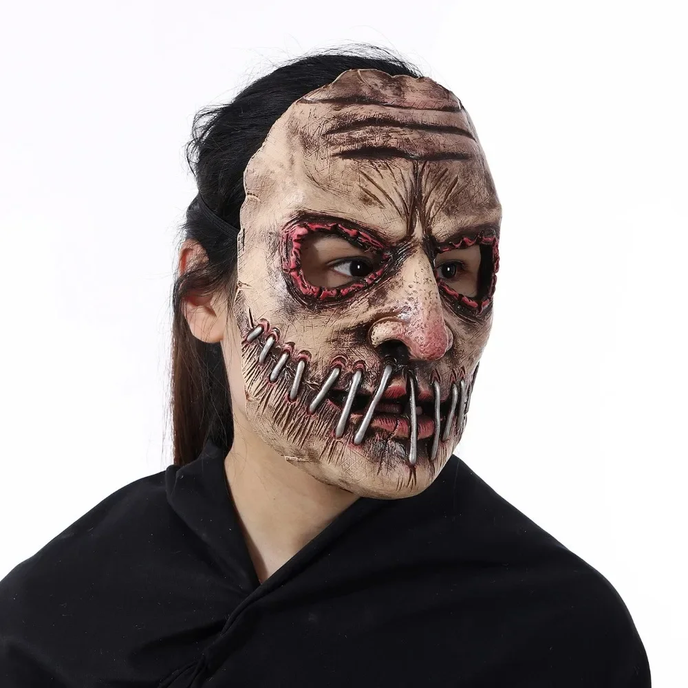 Halloween Terror Mask Man Masquerade Dress Up Prop Big Mouth Pin Face Shield Ghost Festival Latex Soft Simulation Half Face Mask