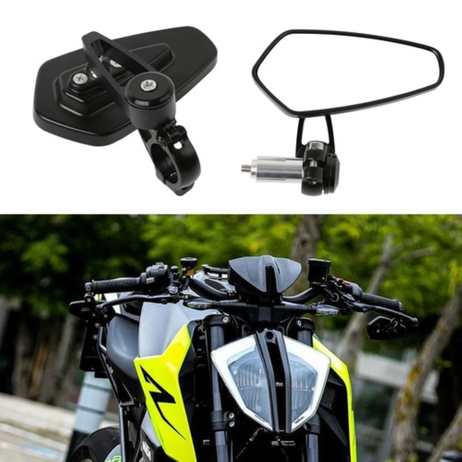 لدراجة نارية Kawasaki Z1000 مقاس 7/8 بوصة، مرايا جانبية للرؤية الخلفية باللون الأسود