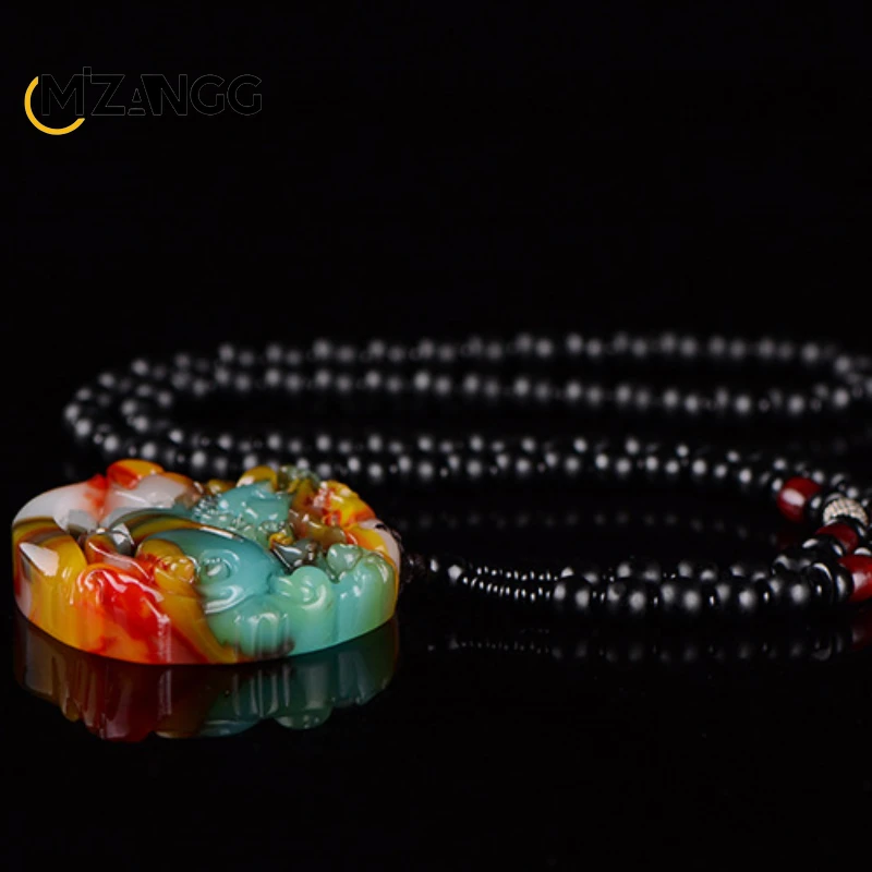 Hotan الطبيعية اللون اليشم Pixiu قلادة اليد منحوتة الفاخرة حلية مجوهرات الرجال والنساء محظوظ تميمة مهرجان هدايا