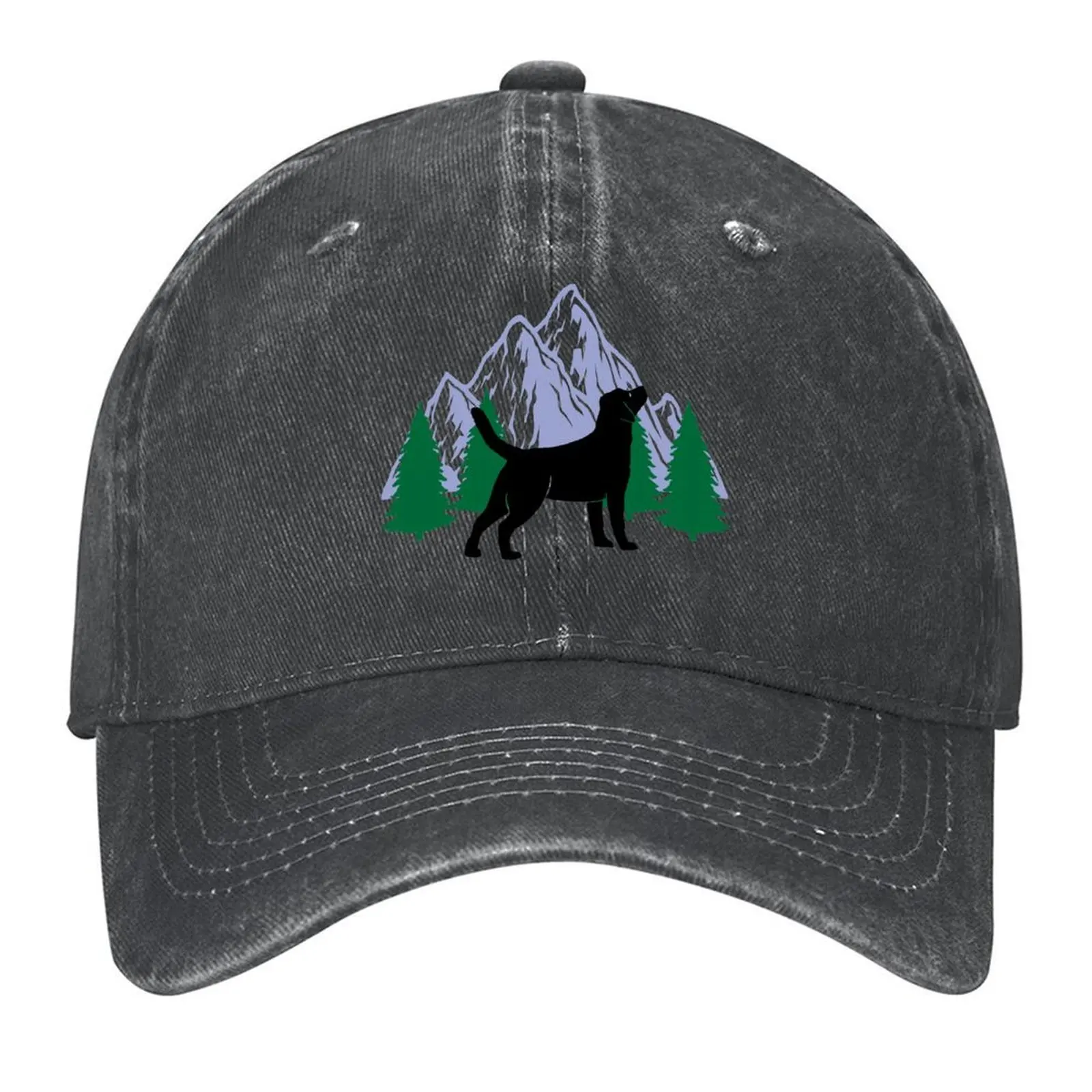 

labrador dog silhouette mountain tree christmas Baseball Cap summer hat Sunhat Golf Hat Man hats on offer Female Men's
