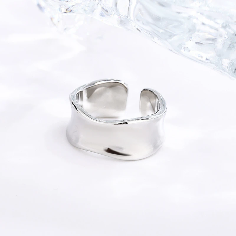 Sole Memory 925 Sterling Silver Shiny Smooth Trend Resizable Opening Ring For Women Fine Jewelry RI1464