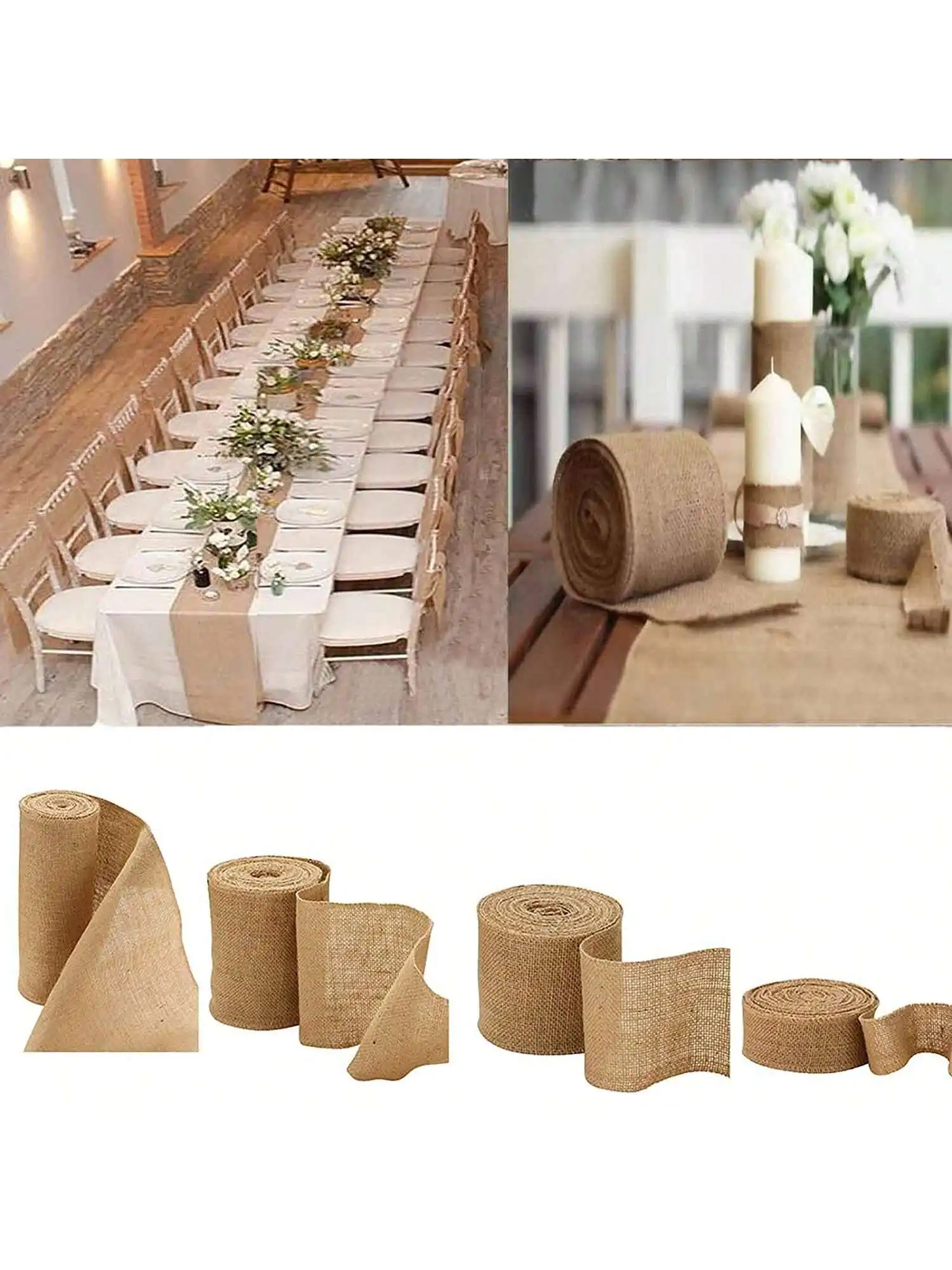 Hessian Fabric Roll, Natural Hessian Table Runner, Hessian Jute Fabric, Jute Table Runner, Jute Runner for Crafting, Wedding, Ta
