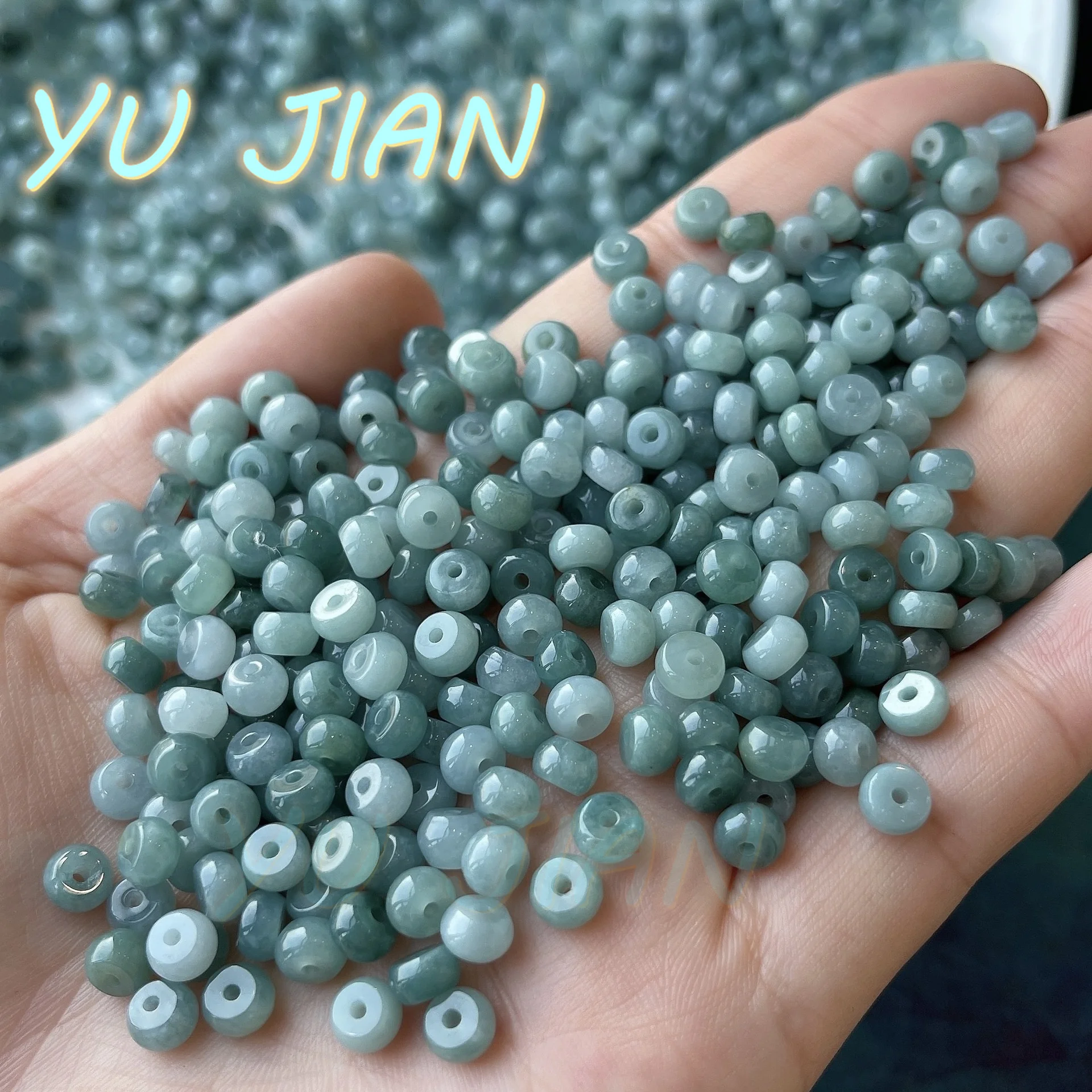 

Новое качество нефрита натуральный изумруд маслянистый синий аква жадеит аксессуары DIY цепочка ручной работы кольцо разбросанные бусины ювелирные изделия