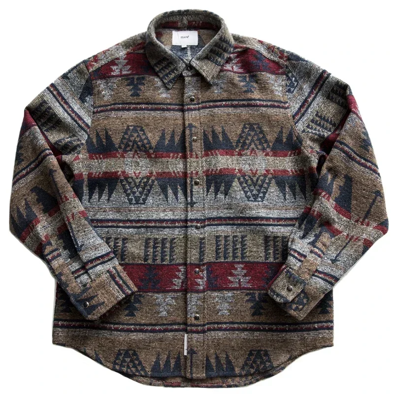Ameikaji Retro Japanese Ethnic Style Thickened Loose Warm Printed Cotton Jacket Men's Fashion Casual Shirt