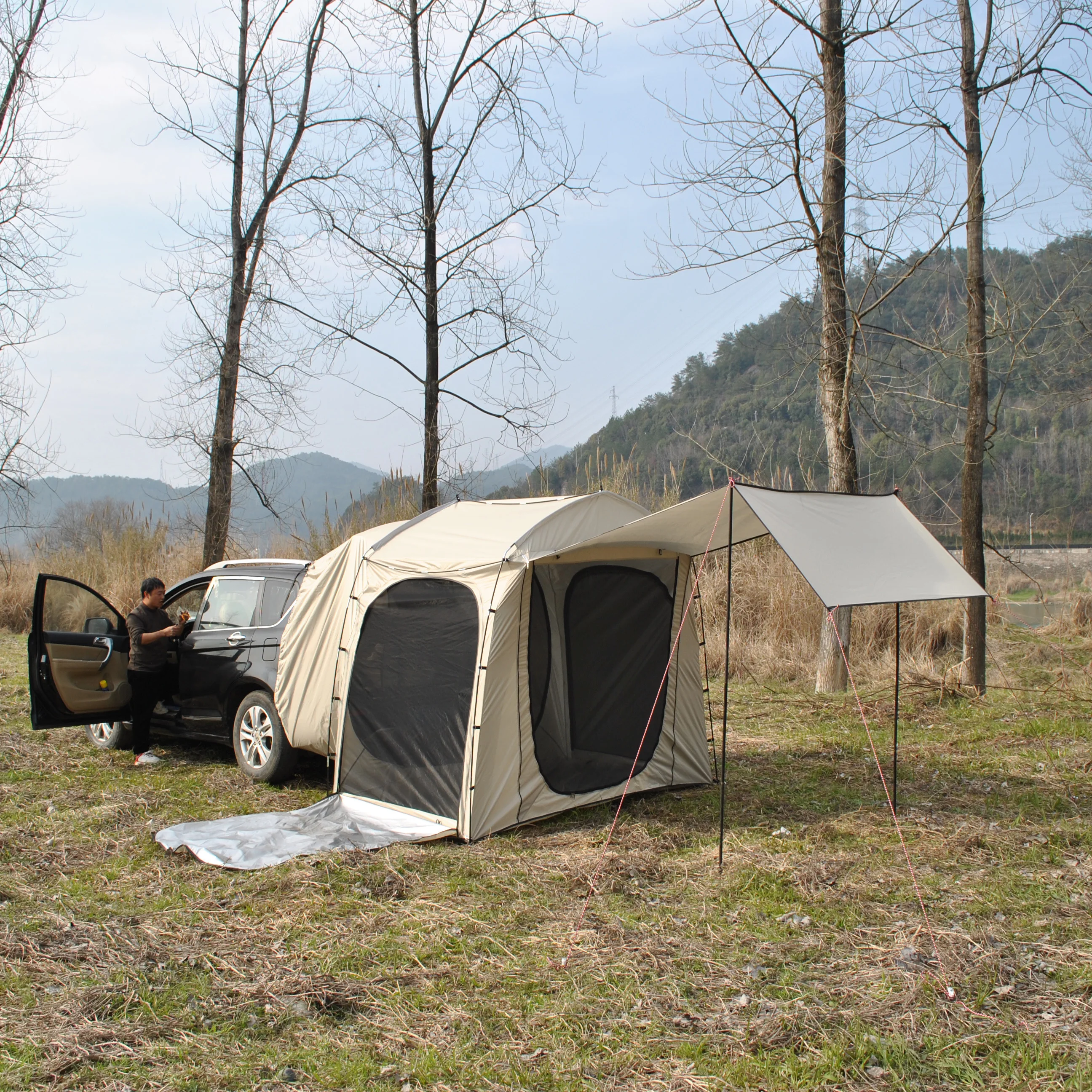 Waterproof Car Tent with canopy, Car Tailgate Awning Tent, Vehicle SUV Tent, SVU Camping Tent Waterproof Can Be Used without Car