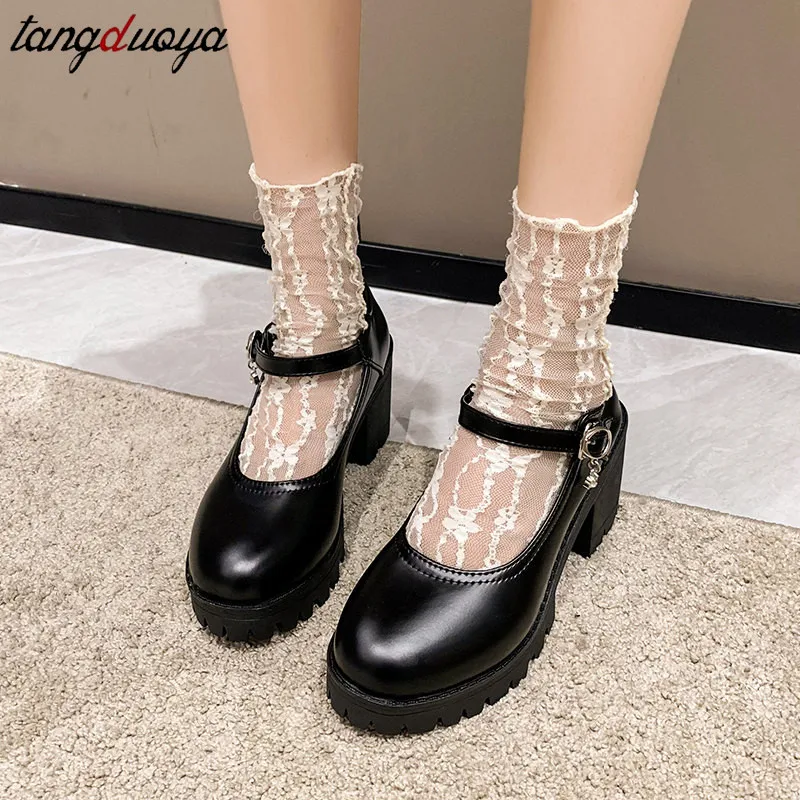 Lolita buty damskie japońskie buty Mary Jane damskie klasyczne dziewczyny studenci JK jednolity szpilki platformowe buty Cosplay rozmiar 41