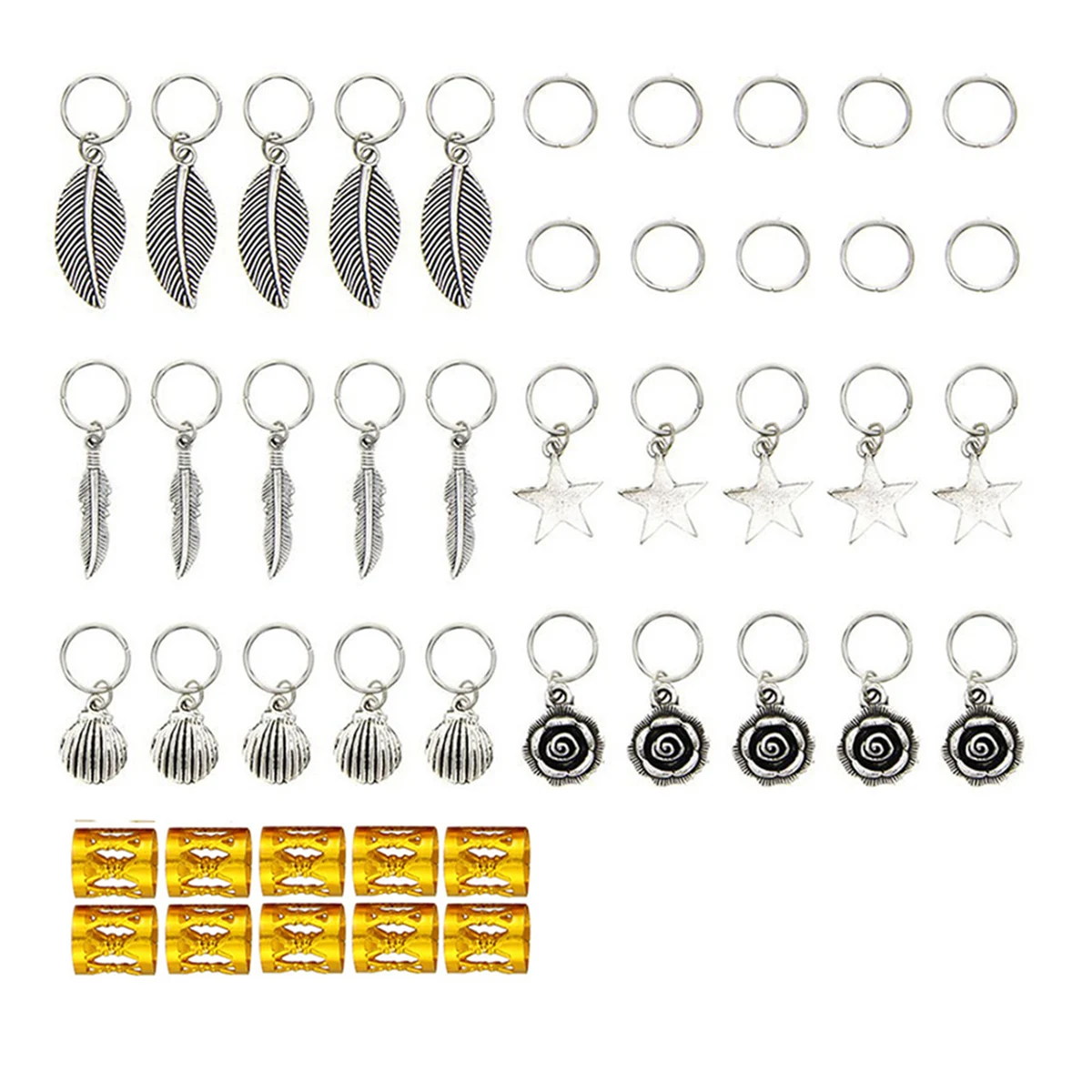 

45 Pcs Hairpin Headgear Pendant Girls Accessories for Round Buckle Braid Ring Metal